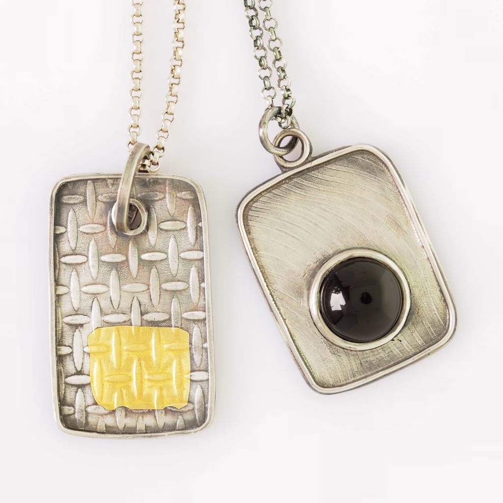 Patterned sterling silver with 24k gold