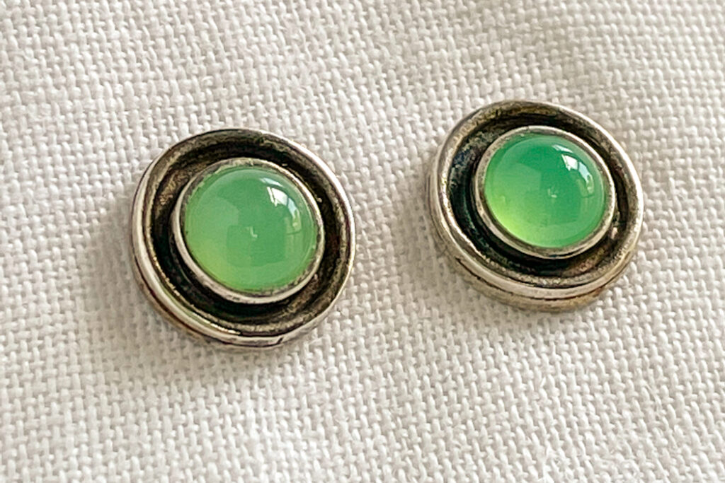 green chrysoprase stud earrings