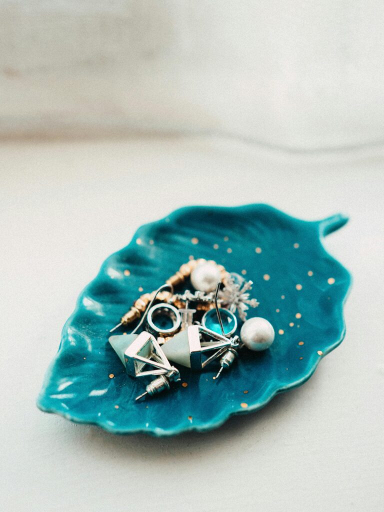 turquoise leaf catch tray for jewelry