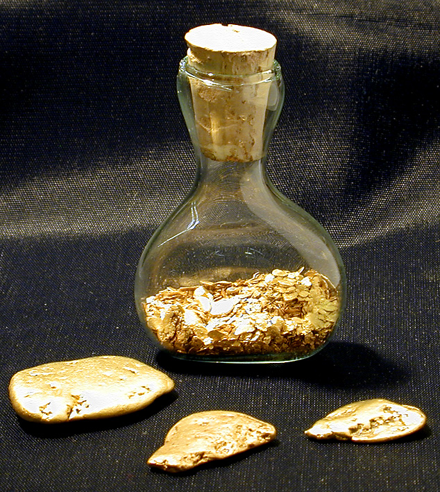 A flask of mercury free gold